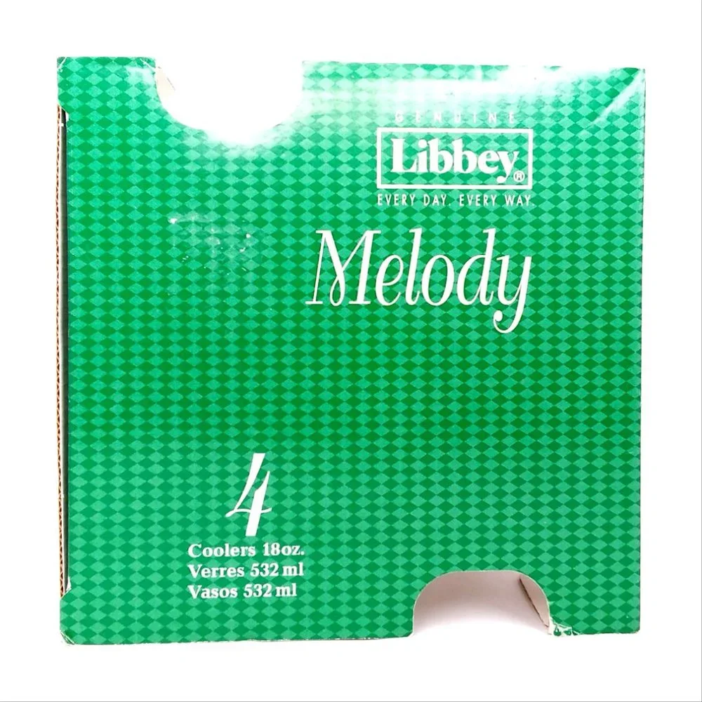 Libbey Melody Coolers Glasses Cobalt Blue 18oz Set of 4 New in Box